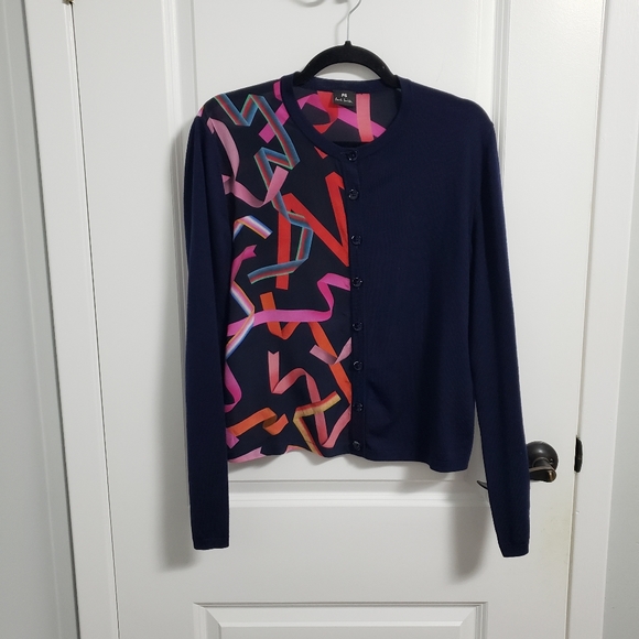 PAUL SMITH Ribbons Navy Wool Cardigan - Picture 6 of 16